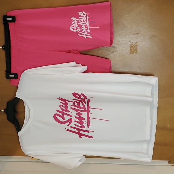 Womens White / Pink 2-Piece "Stay Humble" Short Set - Picture 1 of 7